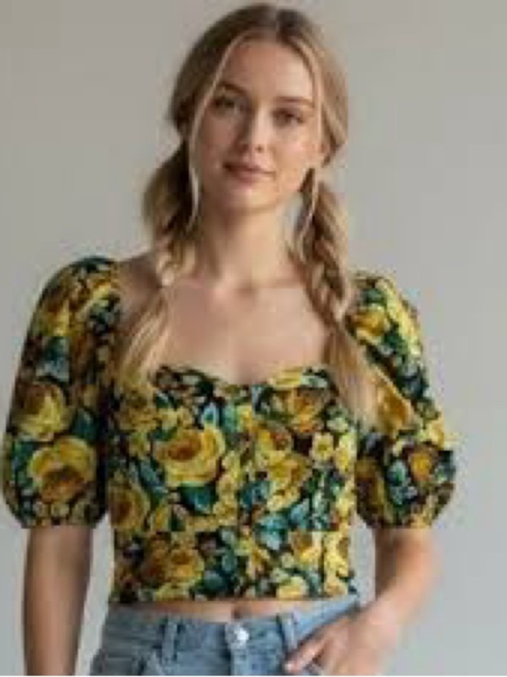 Laura Ashley x Urban Outfitters Floral Square Neck Crop Top M